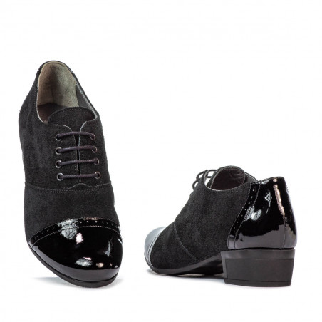 Damen Freizeit Schuhe 652 schwarzer Lack kombiniert