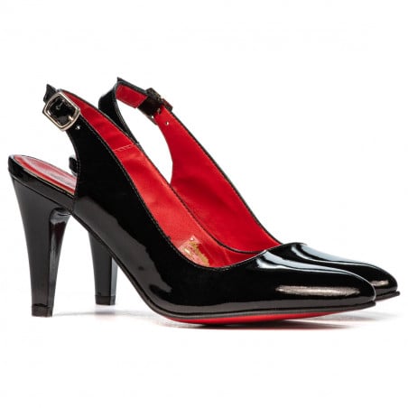 Damensandalen 1236 Lack Schwarz