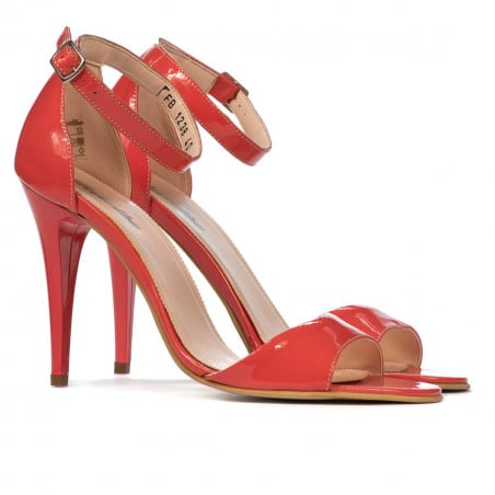 Damen Sandalen 1238 Lack Rot Koralle