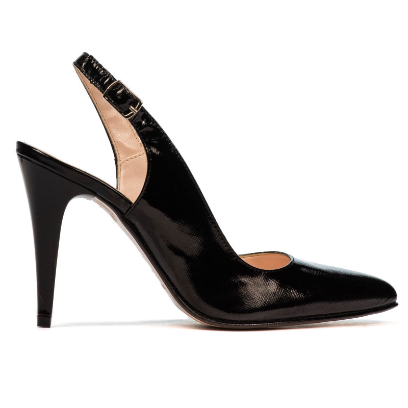Damen-Sandalen 1249 in glänzendem schwarzem Lack