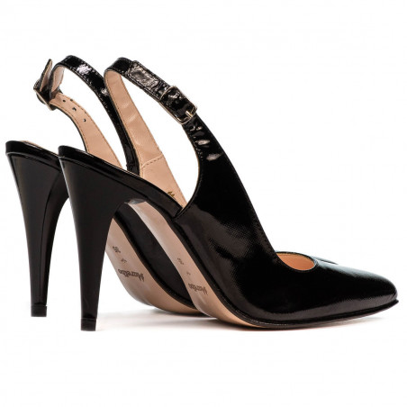 Damen-Sandalen 1249 in glänzendem schwarzem Lack