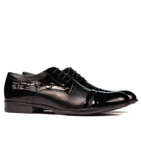 Elegante Herrenschuhe 763 kombiniert schwarzer Lack
