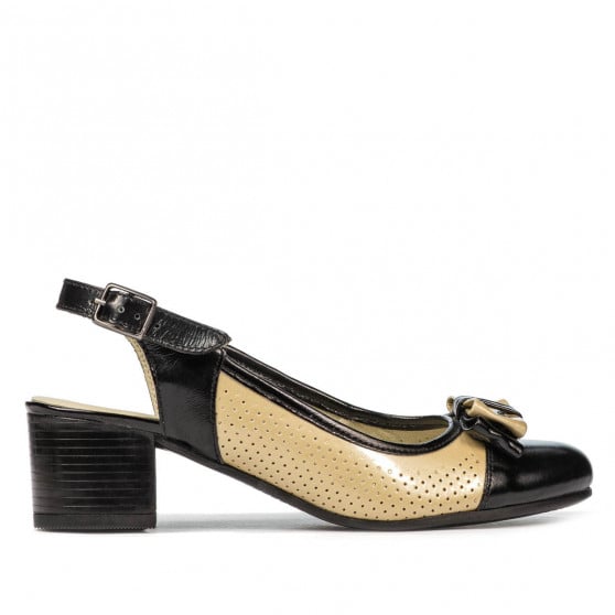 Damensandalen 5013 Lack Schwarz+Beige Damensandalen 5013 Lack Schwarz+Beige