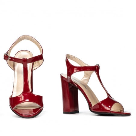 Damensandalen 1258 Weinrot Lackleder