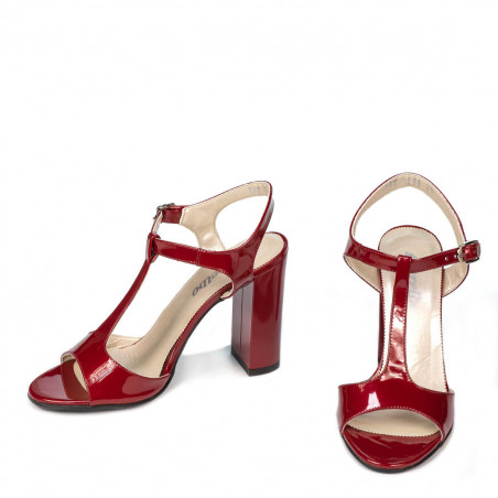 Damensandalen 1258 Weinrot Lackleder