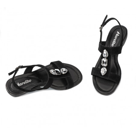 Damensandalen 5073 Schwarz Velours
