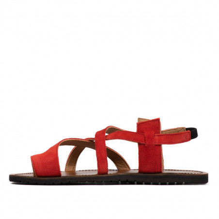 Damensandalen 5076 in korallenrotem Veloursleder