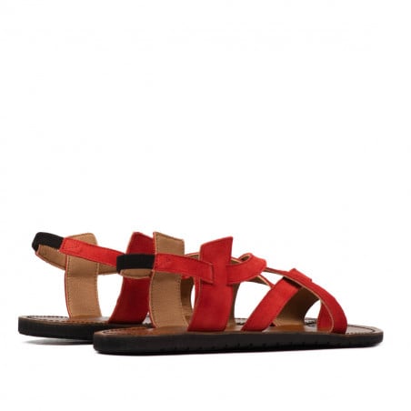 Damensandalen 5076 in korallenrotem Veloursleder
