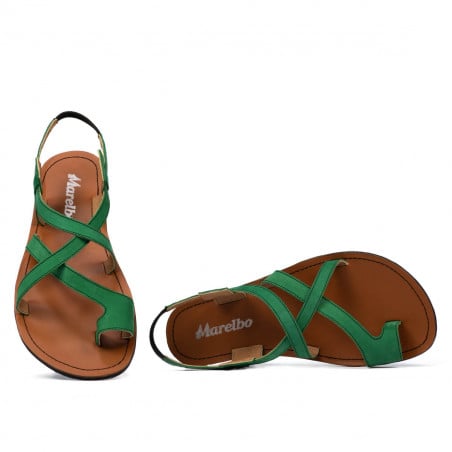 Damen Sandalen 5076 grün Velours