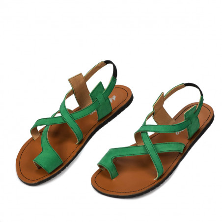 Damen Sandalen 5076 grün Velours