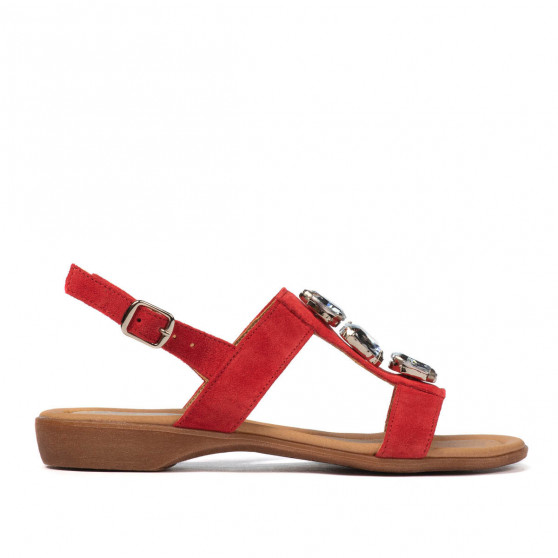 Damen Sandalen 5073 Rot Velours Damen Sandalen 5073 Rot Velours