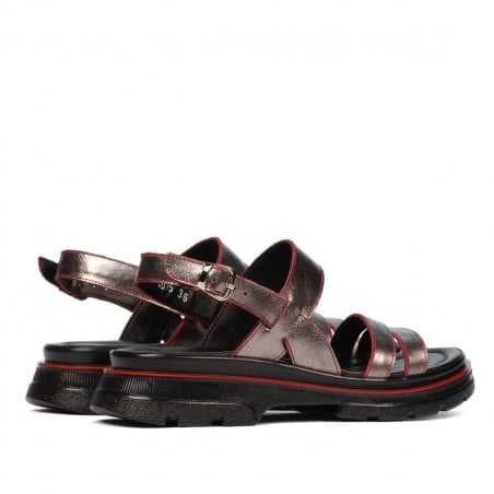 Damensandalen 5075 perlgrau+rot