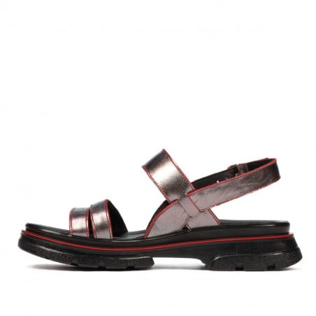 Damensandalen 5075 perlgrau+rot