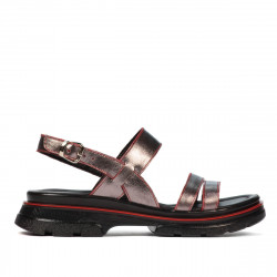 Damensandalen 5075 perlgrau+rot