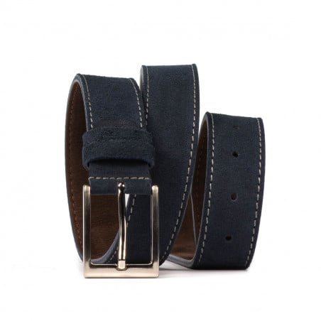 Herren Gürtel 05bc blau Veloursleder