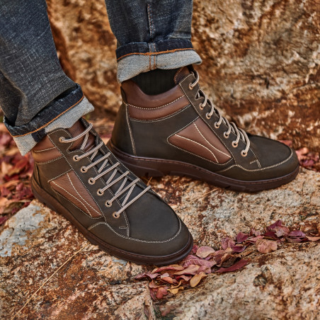 Herrenschuhe 4128 Tuxon Khaki kombiniert