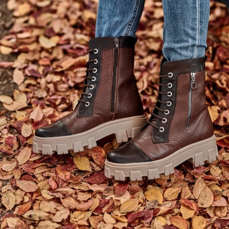 Damenstiefeletten 3358 a braun kombiniert