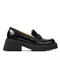 Damen Freizeitschuhe 6041 in Schwarz kombiniert Croco.