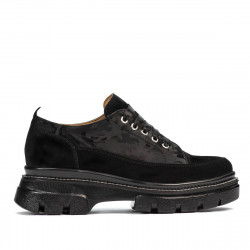 Damen Freizeitschuhe 6043 in schwarzem Velours kombiniert