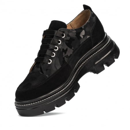 Damen Freizeitschuhe 6043 in schwarzem Velours kombiniert