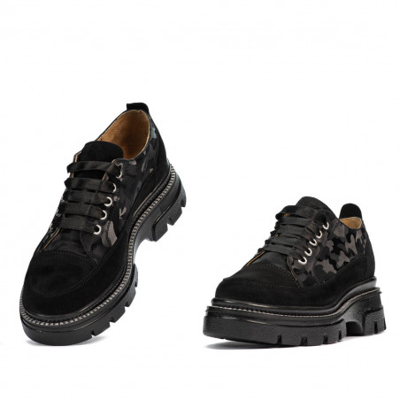 Damen Freizeitschuhe 6043 in schwarzem Velours kombiniert