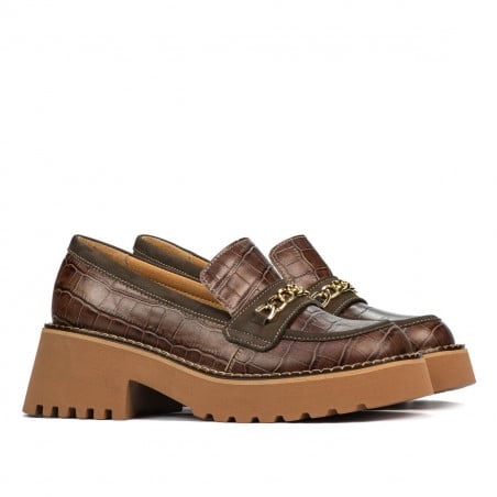 Damen Freizeitschuhe 6041 kombiniert Krokodil Braun