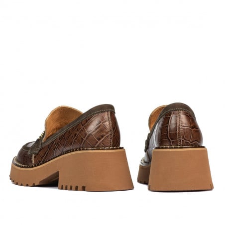Damen Freizeitschuhe 6041 kombiniert Krokodil Braun