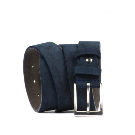 Herrengürtel 05b blau Veloursleder