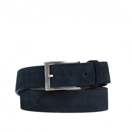 Herrengürtel 05b blau Veloursleder