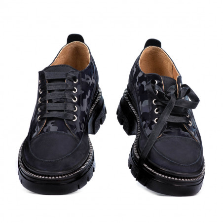 Damenhalbschuhe 6043 Indigo Wildleder kombiniert