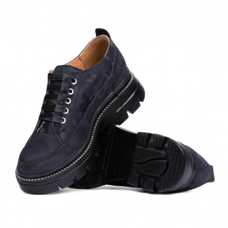 Damenhalbschuhe 6043 Indigo Wildleder kombiniert