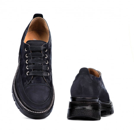 Damenhalbschuhe 6043 Indigo Wildleder kombiniert