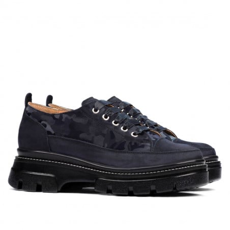 Damenhalbschuhe 6043 Indigo Wildleder kombiniert