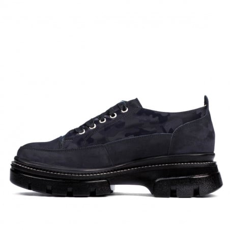 Damenhalbschuhe 6043 Indigo Wildleder kombiniert