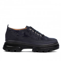 Damenhalbschuhe 6043 Indigo Wildleder kombiniert