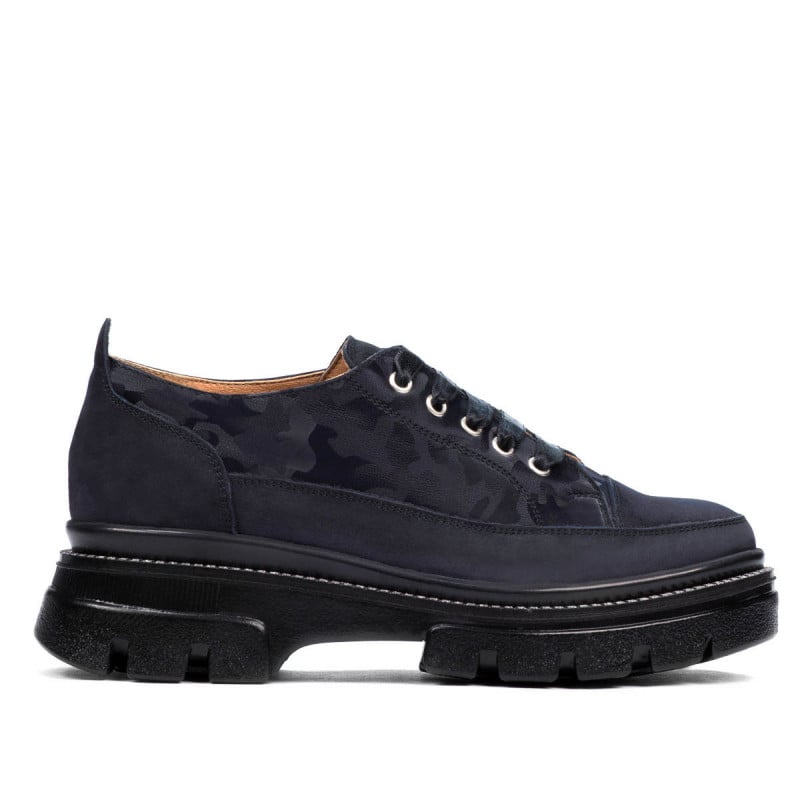 Damenhalbschuhe 6043 Indigo Wildleder kombiniert