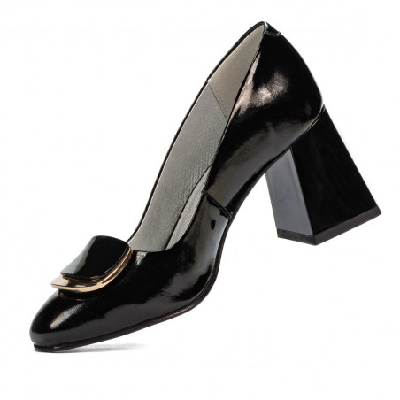 Damen Elegante Schuhe 1291 Lack Schwarz
