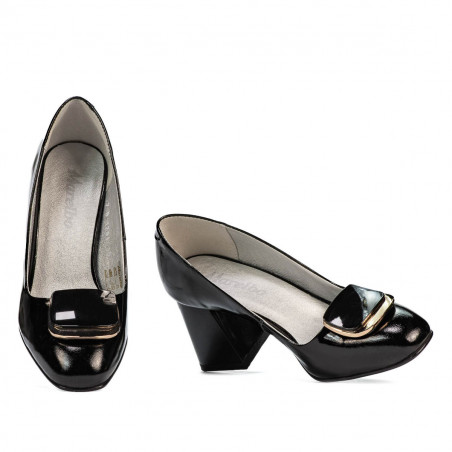 Damen Elegante Schuhe 1291 Lack Schwarz