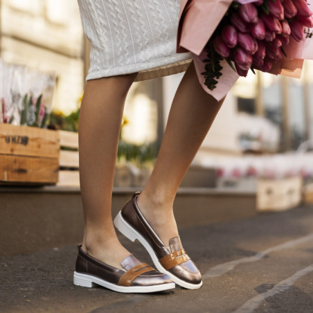 Damen Casual/Schick Schuhe 6037 kombiniert in Kupferfarbe