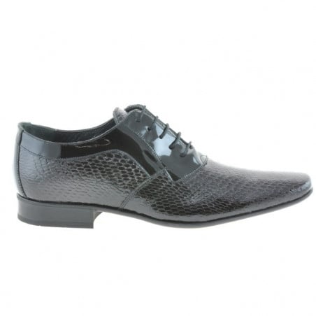 Elegante Herrenschuhe 798 Krokodilleder lack schwarz