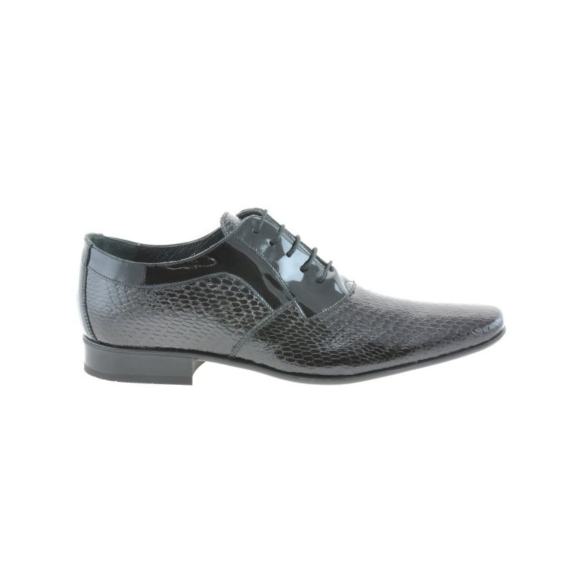 Elegante Herrenschuhe 798 Krokodilleder lack schwarz