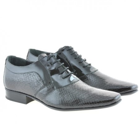 Elegante Herrenschuhe 798 Krokodilleder lack schwarz
