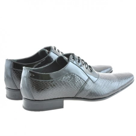Elegante Herrenschuhe 798 Krokodilleder lack schwarz