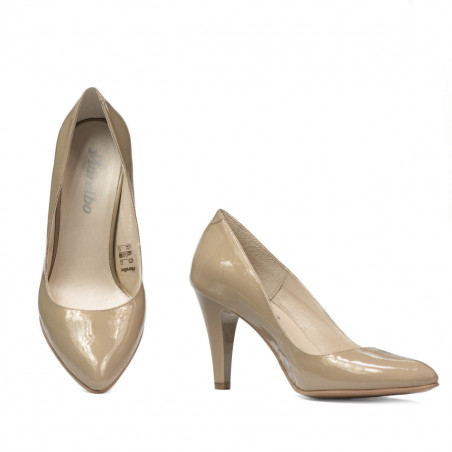 Damen elegante Schuhe 1234 Lack Beige