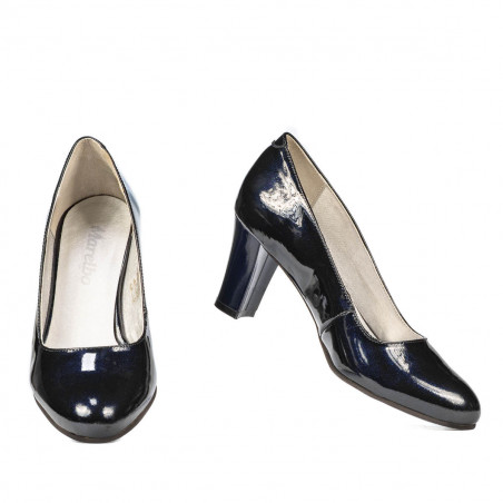 Elegante Damenschuhe 1209 Lack Indigo Perlmutt