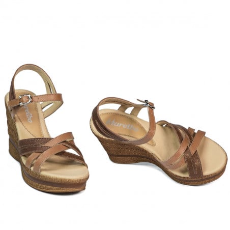 Damensandalen 5086 Camel Kombiniert