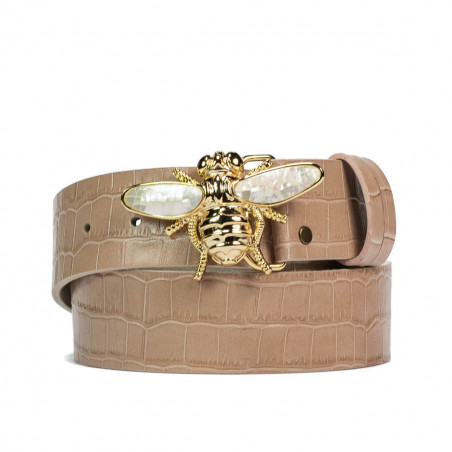 Damen Gürtel 01ld Krokodil Beige