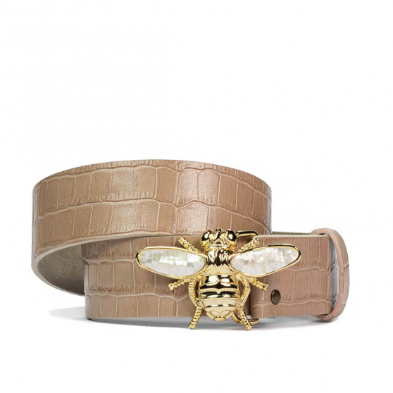 Damen Gürtel 01ld Krokodil Beige