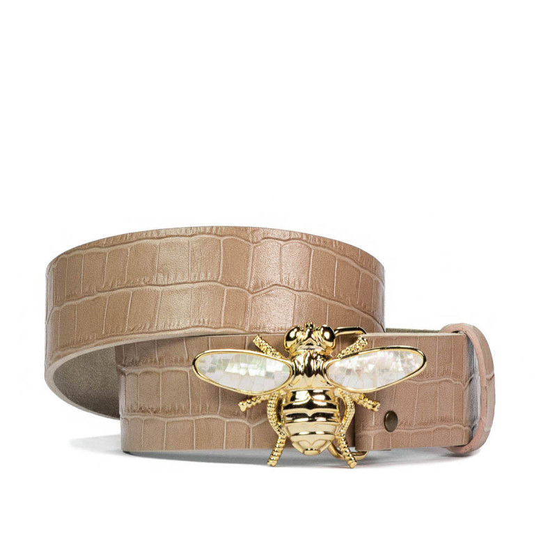 Damen Gürtel 01ld Krokodil Beige