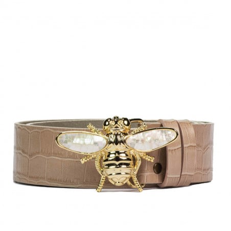 Damen Gürtel 01ld Krokodil Beige